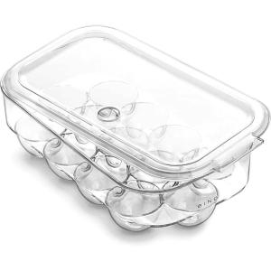 BINO Plastic Egg Container for Refrigerator – Clear, 13 Count, Sturdy, Durable(13 Egg)