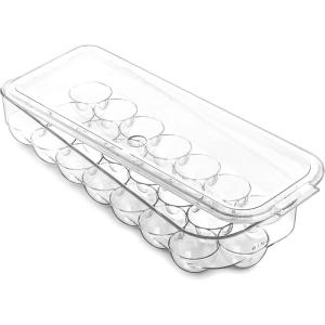 BINO Plastic Egg Container for Refrigerator – Clear, 13 Count, Sturdy, Durable(21 Egg)