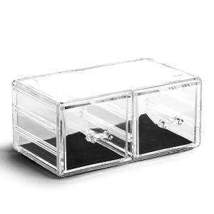 BINO THE MANHATTAN SERIES Acrylic Makeup Drawer Organizer- 4 Drawers | Clear Beauty Organizers and Storage| Cosmetic & Drawer| Home Organization| Jewelry Vanity Accessories(2 Drawer – Short)