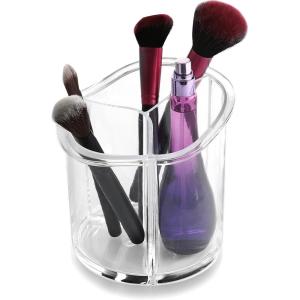 BINO The Triad’ 3 Compartment Acrylic Makeup and Jewelry Organizer, Clear and Transparent Cosmetic Beauty Vanity Holder Storage, Clear(Clear)