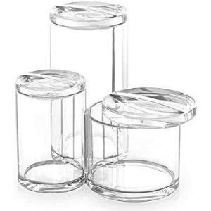 BINO ‘The Trio’ 3 Compartment Acrylic Makeup Accessory Organizer, Clear and Transparent Cosmetic Beauty Vanity Holder Storage