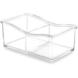 BINO ‘The Uniform’ 2 Compartment Makeup and Jewelry Organizer, Clear and Transparent Cosmetic Beauty Vanity Holder Storage