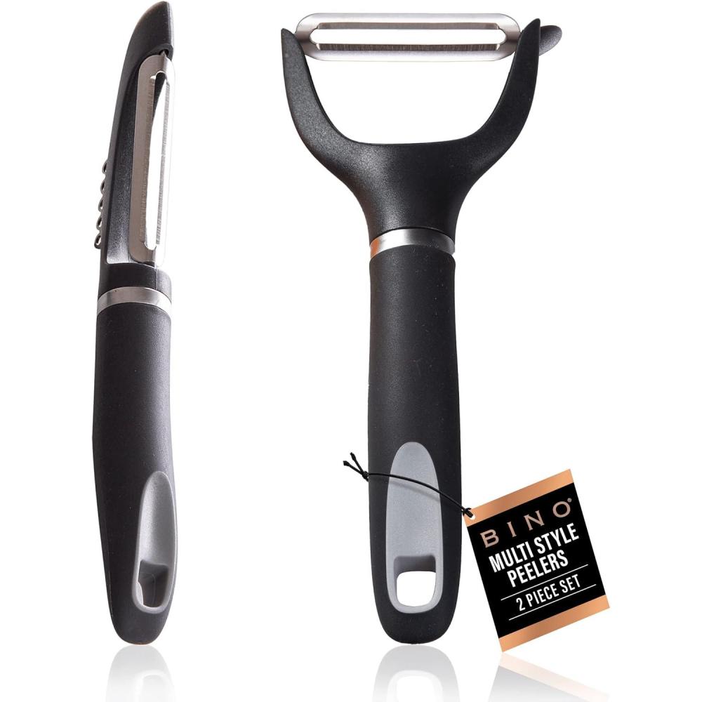 image:imageBINO Stainless Steel 2Piece Peeler Set  Dark Grey  1Piece YShaped  1Piece Swivel l Multifunctional Kitchen Grip Peelers  Fruits amp Vegetables Peelers  Hand Peelers  Kitchen amp Cooking Prep