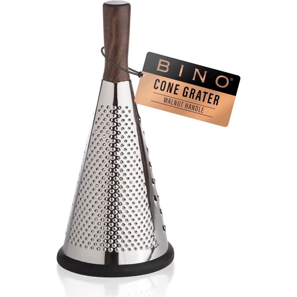image:imageBINO Stainless Steel Cone Grater with Walnut Handle  Round Cheese Grater  Handheld Cheese Grater  Parmesan Cheese Shredder  Multifunction Grater  Kitchen Grater for Chocolate amp Vegetables