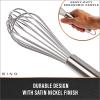 BINO 2-Piece Egg Whisk Set – 12 Inch | Thick Wire Balloon Whisk Set | Manual Egg Beater | Pancake Whisk | Kitchen Whisks for Cooking & Baking | Kitchen Utensils Whisking & Stirring | Kitchen Tools