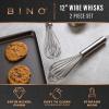 BINO 2-Piece Egg Whisk Set – 12 Inch | Thick Wire Balloon Whisk Set | Manual Egg Beater | Pancake Whisk | Kitchen Whisks for Cooking & Baking | Kitchen Utensils Whisking & Stirring | Kitchen Tools