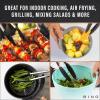 BINO 2-Piece Silicone Tipped Stainless Steel Tongs Set – Black | Locking Tongs | Kitchen Utensil & Tool for Cooking & Serving | Nonstick Cookware | Heat-resistant Silicone Tongs | 7 + 7 Inches