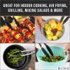 BINO 2-Piece Silicone Tipped Stainless Steel Tongs Set – Black | Locking Tongs | Kitchen Utensil & Tool for Cooking & Serving | Nonstick Cookware | Heat-resistant Silicone Tongs | 9 + 12 Inches