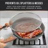BINO 2-Piece Stainless Steel Splatter Screen with Handle Set – Black | Oil & Grease Skillet Guards | Bacon Screen Splash Protector | Frying Screen | Mesh Splatter Screen | Kitchen Cookware Essentials