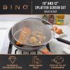BINO 2-Piece Stainless Steel Splatter Screen with Handle Set – Black | Oil & Grease Skillet Guards | Bacon Screen Splash Protector | Frying Screen | Mesh Splatter Screen | Kitchen Cookware Essentials