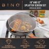 BINO 2-Piece Stainless Steel Splatter Screen with Handle Set – Speckled White | Oil & Grease Skillet Guards | Bacon Frying Screen Splash Protector | Mesh Splatter Screen | Kitchen Cookware Essentials