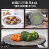 BINO 2-Piece Stainless Steel Splatter Screen with Handle Set – Speckled White | Oil & Grease Skillet Guards | Bacon Frying Screen Splash Protector | Mesh Splatter Screen | Kitchen Cookware Essentials