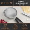 BINO 2-Piece Stainless Steel Strainers with Handle Set – Black | Food Strainer Set | Sifter Strainer | Flour Sifting | Baking Sifters | Kitchen Strainers with Handle | Sieve Baking | Cooking Strainer
