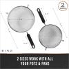 BINO 2-Piece Stainless Steel Strainers with Handle Set – Black | Food Strainer Set | Sifter Strainer | Flour Sifting | Baking Sifters | Kitchen Strainers with Handle | Sieve Baking | Cooking Strainer