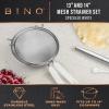 BINO 2-Piece Stainless Steel Strainers with Handle Set – Speckled White | Food Strainer Set | Flour Sifter Strainer | Baking Sifters | Kitchen Strainers with Handle | Sieve Baking | Cooking Strainer