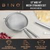 BINO 2-Piece Stainless Steel Strainers with Metal Handle Set | Food Strainer Set | Sifter Strainer | Flour Sifting | Baking Sifters | Kitchen Strainers with Handle | Sieve Baking | Cooking Strainer