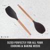 BINO 2-Piece Wooden Handle Silicone Mixing Spoons & Spatulas Set – Black | Heat Resistant Kitchen Utensils for Nonstick Cookware | BPA Free | Cooking Utensils & Serving Food | Cookware Utensils Set