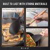 BINO 2-Piece Wooden Handle Silicone Mixing Spoons & Spatulas Set – Black | Heat Resistant Kitchen Utensils for Nonstick Cookware | BPA Free | Cooking Utensils & Serving Food | Cookware Utensils Set