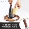 BINO Stainless Steel Cone Grater with Walnut Handle | Round Cheese Grater | Handheld Cheese Grater | Parmesan Cheese Shredder | Multifunction Grater | Kitchen Grater for Chocolate & Vegetables