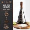 BINO Stainless Steel Cone Grater with Walnut Handle | Round Cheese Grater | Handheld Cheese Grater | Parmesan Cheese Shredder | Multifunction Grater | Kitchen Grater for Chocolate & Vegetables