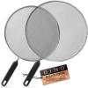 BINO 2-Piece Stainless Steel Splatter Screen with Handle Set – Black | Oil & Grease Skillet Guards | Bacon Screen Splash Protector | Frying Screen | Mesh Splatter Screen | Kitchen Cookware Essentials