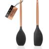 BINO 2-Piece Wooden Handle Silicone Mixing Spoons & Spatulas Set – Black | Heat Resistant Kitchen Utensils for Nonstick Cookware | BPA Free | Cooking Utensils & Serving Food | Cookware Utensils Set