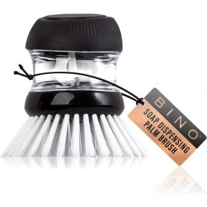 BINO | Soap Dispenser Palm Brush | Round Dish Brush | Scrub Dishes | Wash Dishes | Dish Scrubber | Nylon Scrubber with Refillable Design | Household Cleaning | Dishwashing Supplies