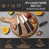 BINO 3-Piece Stainless Steel Paring Knife Set – Speckled Black | Small Kitchen Knife Set with Good Grip | Peeling Knife | Cutting Knife | Sharp for Cooking Vegetables & Fruits | Utility Knife Kitchen