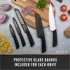 BINO 5-Piece Stainless Steel Kitchen Knives Set with Sheath – Speckled Black | Chopping Knife | Serrated Utility Knife | Santoku Knife | Bread Knives | Cutting | Cooking | Meal Prep | Chefs Knife Set