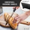 BINO 5-Piece Stainless Steel Kitchen Knives Set with Sheath – Speckled Black | Chopping Knife | Serrated Utility Knife | Santoku Knife | Bread Knives | Cutting | Cooking | Meal Prep | Chefs Knife Set