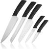 BINO 5-Piece Stainless Steel Kitchen Knives Set with Sheath – Speckled Black | Chopping Knife | Serrated Utility Knife | Santoku Knife | Bread Knives | Cutting | Cooking | Meal Prep | Chefs Knife Set