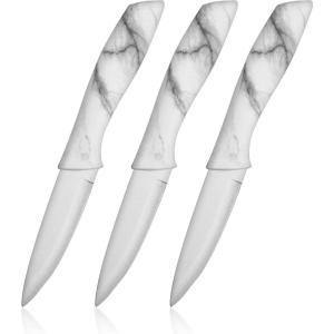 BINO 3-Piece Stainless Steel Paring Knife Set – Marble | Small Kitchen Knife Set with Good Grip | Peeling Knife | Cutting Knife | Sharp for Cooking Vegetables & Fruits | Utility Knife Kitchen