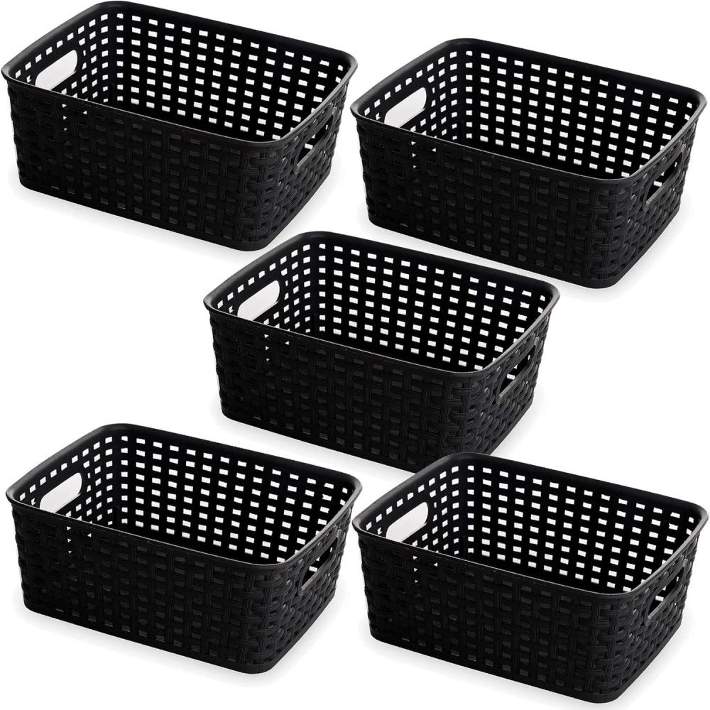 image:imageBINO Woven Plastic Storage Basket Black 5PK S