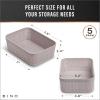 BINO | Woven Plastic Basket | XS (Black), 5-Pack | THE JUTE COLLECTION | Home Organization, Space – Saving Storage, Stylish Design | Jute Basket | Plastic Storage Basket(Natural Grey)