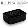 BINO | Woven Plastic Basket | XS (Black), 5-Pack | THE JUTE COLLECTION | Home Organization, Space – Saving Storage, Stylish Design | Jute Basket | Plastic Storage Basket(Black)