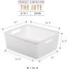 BINO | Woven Plastic Basket | XS (Black), 5-Pack | THE JUTE COLLECTION | Home Organization, Space – Saving Storage, Stylish Design | Jute Basket | Plastic Storage Basket(White)