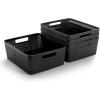 BINO | Woven Plastic Basket | XS (Black), 5-Pack | THE JUTE COLLECTION | Home Organization, Space – Saving Storage, Stylish Design | Jute Basket | Plastic Storage Basket(Black)