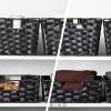 BINO 2 Pack Woven Resin Basket Organizer – Shelf Organizer with Built-in Carry Handles (Black, 2PK – M)
