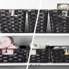 BINO 2 Pack Woven Resin Basket Organizer – Shelf Organizer with Built-in Carry Handles (Black, 2PK – M)