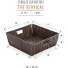 BINO 2 Pack Woven Resin Basket Organizer – Shelf Organizer with Built-in Carry Handles, Large – Dark Grey