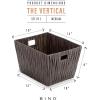 BINO 2 Pack Woven Resin Basket Organizer – Shelf Organizer with Built-in Carry Handles, Medium – Dark Grey