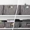 BINO 3 Pack Woven Resin Basket Organizer – Shelf Organizer with Built-in Carry Handles – Dark Grey