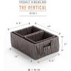 BINO 3 Pack Woven Resin Basket Organizer – Shelf Organizer with Built-in Carry Handles – Dark Grey
