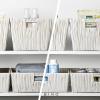 BINO 3 Pack Woven Resin Basket Organizer – Shelf Organizer with Built-in Carry Handles (White)