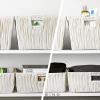 BINO 3 Pack Woven Resin Basket Organizer – Shelf Organizer with Built-in Carry Handles (White)