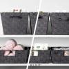 BINO 4-Piece Woven Strap Storage Basket Organizer Set – Shelf Organizer with Built-in Carry Handles, Dark Grey