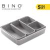 BINO 5-Piece Woven Plastic Storage Basket Set, Light Grey