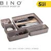 BINO 5-Piece Woven Plastic Storage Basket Set, Light Grey