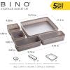 BINO 5-Piece Woven Plastic Storage Basket Set, Light Grey