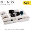 BINO 5-Piece Woven Plastic Storage Basket Set, White